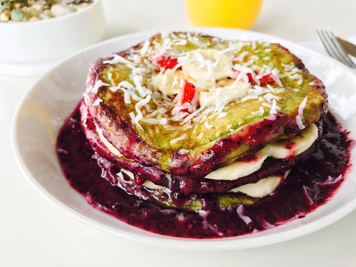 LoklsApp's tweet photo. Yummy! Come try the new Matcha Protein Pancakes at @dirteatclean you can order these beauties all day!  Only at #DIRT 1834 Bay Road https://t.co/cy07qJu3Hw