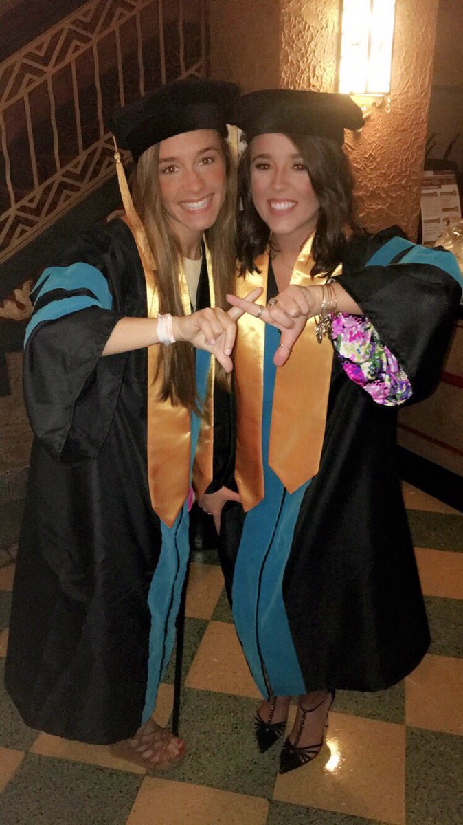 tayaskel's tweet photo. "To Be Discouraged Never" @ChiOmegaXO you have two new Doctors in the nest 🙅🙆🦉❤️💛#DPT https://t.co/X2JL0XCSSO