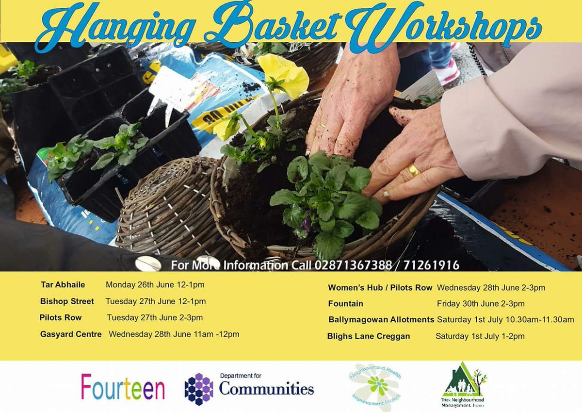 TriaxNMT's tweet photo. Hanging Baskets Workshops starting Monday 26th June see poster below for venues and times. https://t.co/eRlokdxKro