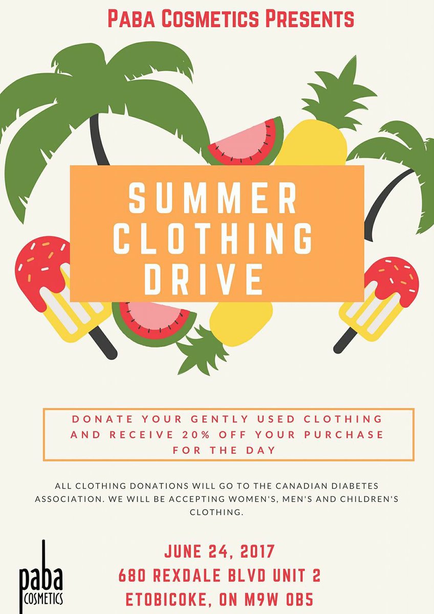 Go2GirlMedia's tweet photo. One more day until our partner Summer Clothing Drive with @PabaCosmetics #event #charity #summerclothingdrive #pabacosmetics #currentpartner https://t.co/k9FHuIDl5x