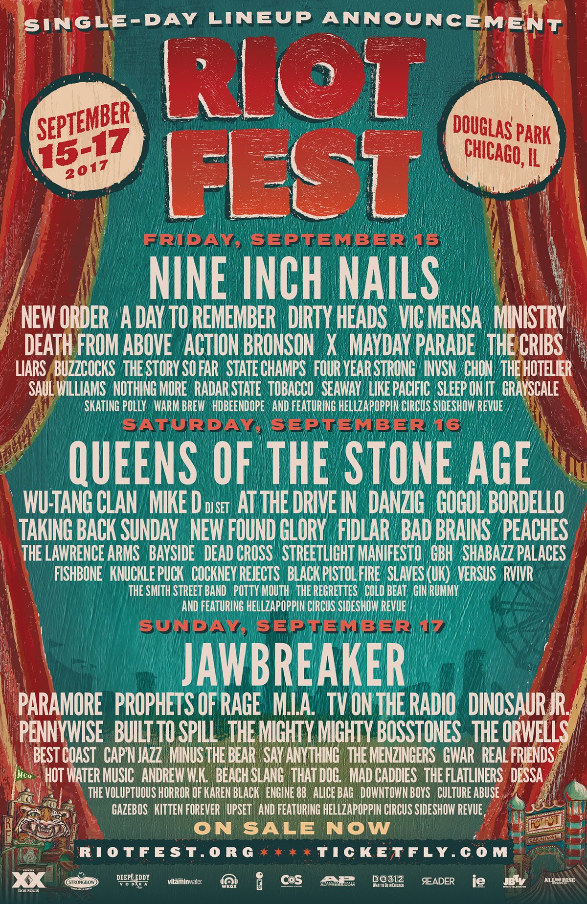 Riot Fest on Twitter "Riot Fest singleday and twoday tickets are ON