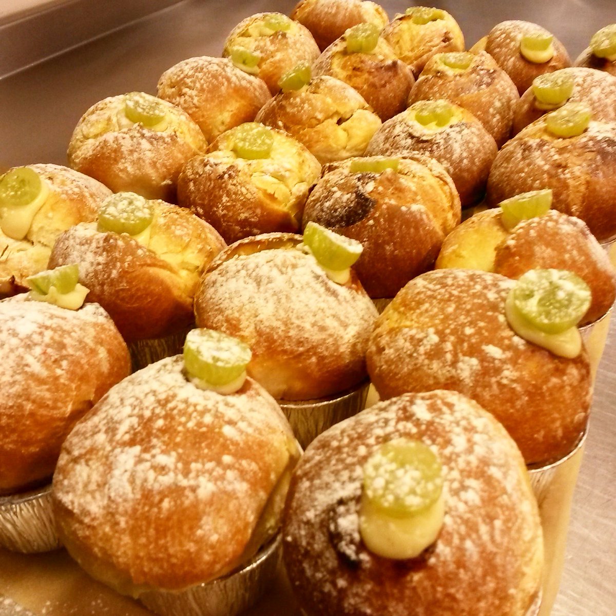 Brioche filled with gooseberry puree and pastry creme <a href="/LussoCatering/">Lusso Catering</a> <a href="/chandco/">CH&CO</a>