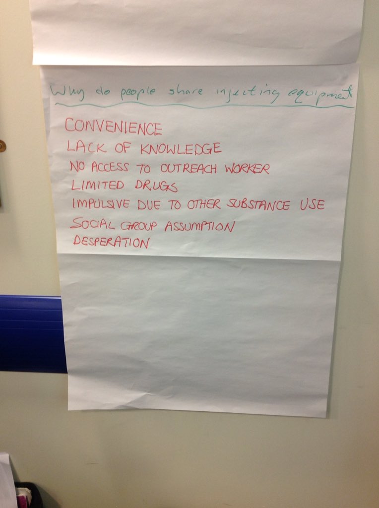 ADPDUMGAL's tweet photo. Different thoughts of the groups on why persons use and inject drugs and the implications of their use . #DGADP #hepatitisscotland https://t.co/s4JC3UVH93