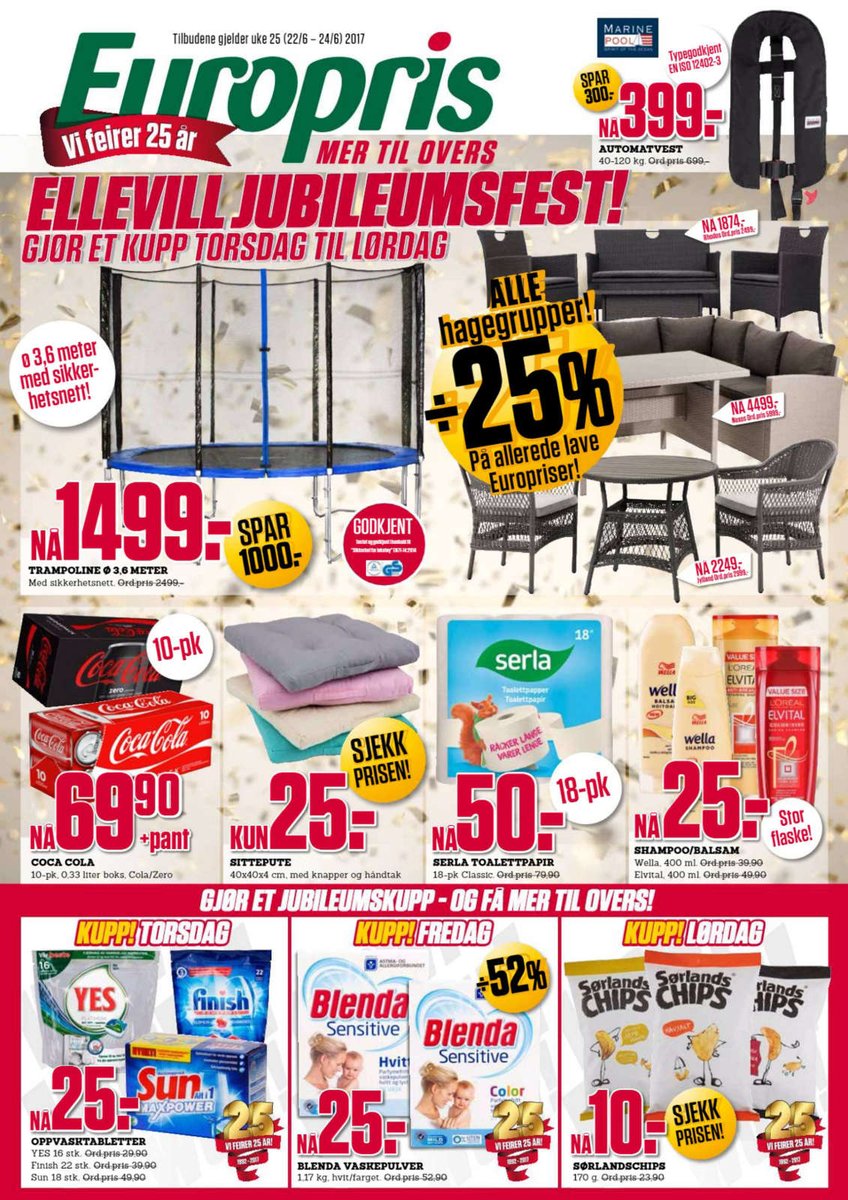 Denne helgen har <a href="/europris_no/">Europris.no</a> ellevill #jubileumsfest i sine butikker! Les hele kundeavisen på Bonial -> goo.gl/4QDiRW
