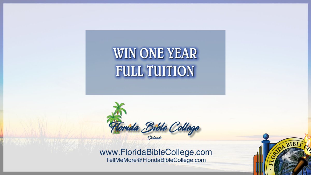 Win a Full Year of Tuition at Florida Bible College #FloridaBibleCollege
floridabiblecollege.com/index.cfm?acti…