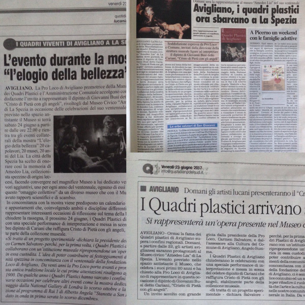 ProLocoAvigl's tweet photo. Rassegna stampa sui quadri plastici di Avigliano a La Spezia.
https://t.co/d3mzvTKT4s e https://t.co/tKsEN3EWMr https://t.co/bDFJi5dF6A
