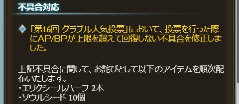 ノエル グラブル V Twitter グラブル人気投票で投票を行った際にap Bpが上限を超えて回復しない不具合修正