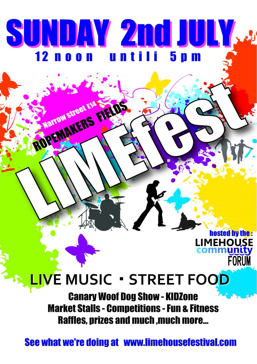 LIMEfest free festival of fun, games &amp; family entertainment from <a href="/LimehouseFest/">Limehouse Festival</a> live music, Dog Show, KidZone, street food, market stalls