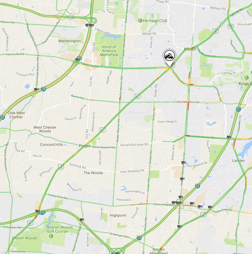 FOX19Shae's tweet photo. Accident on Tylersville Rd from Cincinnati Dayton Rd to 2nd St. @CincyTraffic19 @fox19 https://t.co/7wKsrTRqln