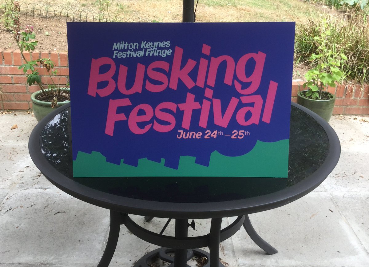 MKFringe's tweet photo. If you're in Central Milton Keynes this weekend, keep an ear open for our buskers & an eye open for our signs! #MKFF #BuskingMK #MK50 #music https://t.co/mzRGCY5Zvs