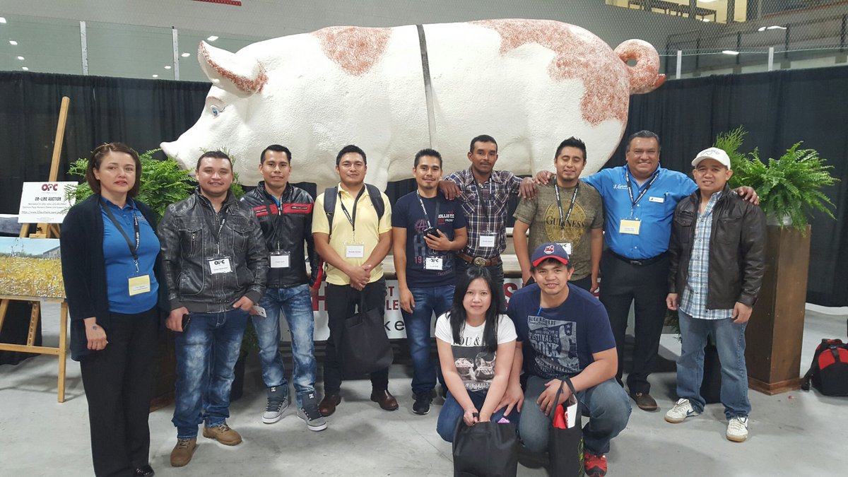 Jones_Feed's tweet photo. Pictured is @Jones_Feed 's @pacotrejo7 (Swine Sales Consultant) with the International Employees who attended the @OntPorkCongress #JFMSwine https://t.co/C6sLcM3LWh