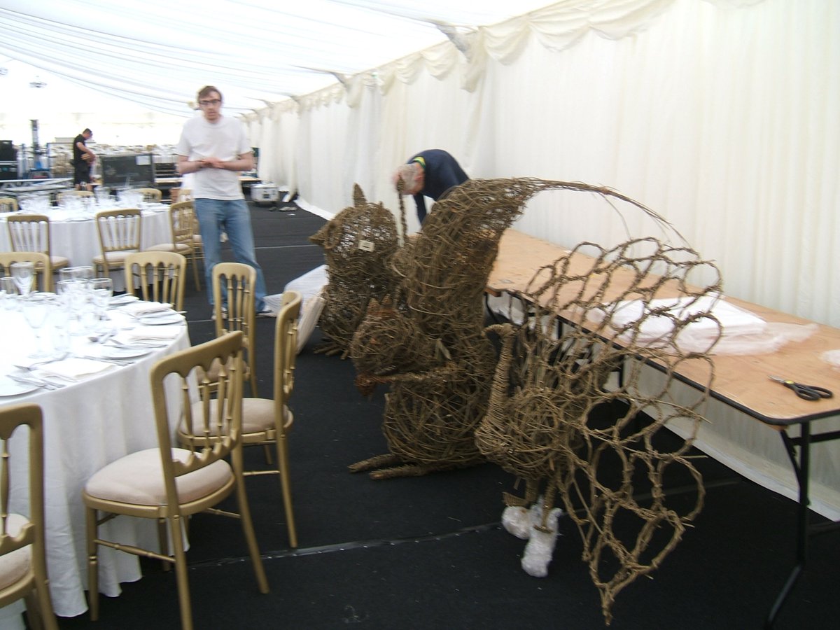 ThornageHall's tweet photo. willow sculptures delivered for @breakwriter masquerade Show Ball tonight.  Hope all goes well... https://t.co/XELsCaRDtn