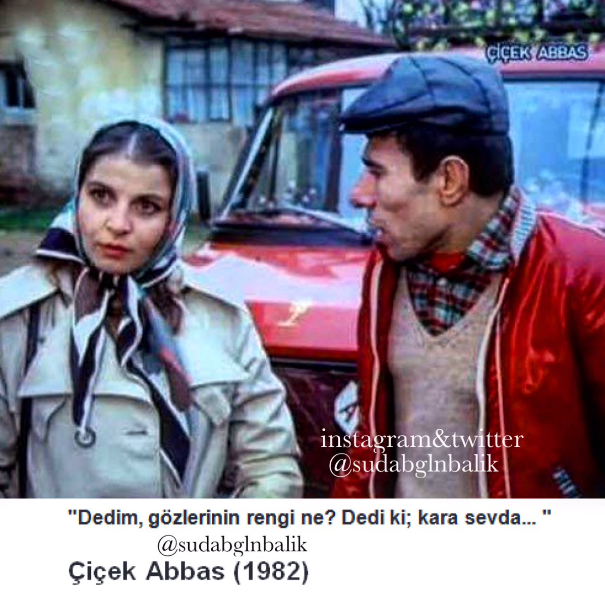 galatasarayvkl's tweet photo. "Dedim, gözlerinin rengi ne? Dedi ki, kara sevda... "
Çiçek Abbas (1982)
#çiçekabbas
#sinançetin
#ilyassalman
#şenerşen
#pembemutlu https://t.co/TeoMeInykF