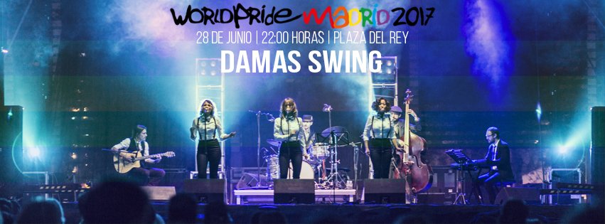 #DamasSwing en el #worldpridemadrid2017!! 28 de junio a las 22.00 en la #PlazadelRey!!! Estáis todos invitados!! 🎉👭👬👫bit.ly/2tVR5D8