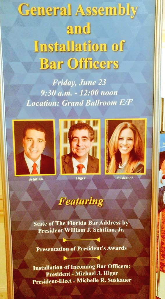 TheFlaBar's tweet photo. Arguably the biggest highlight each yr at #MyFloridaBar Annual is General Assembly, where we swear in our new leaders!

T-MINUS 1 HOUR! https://t.co/D3LCvMR1ji