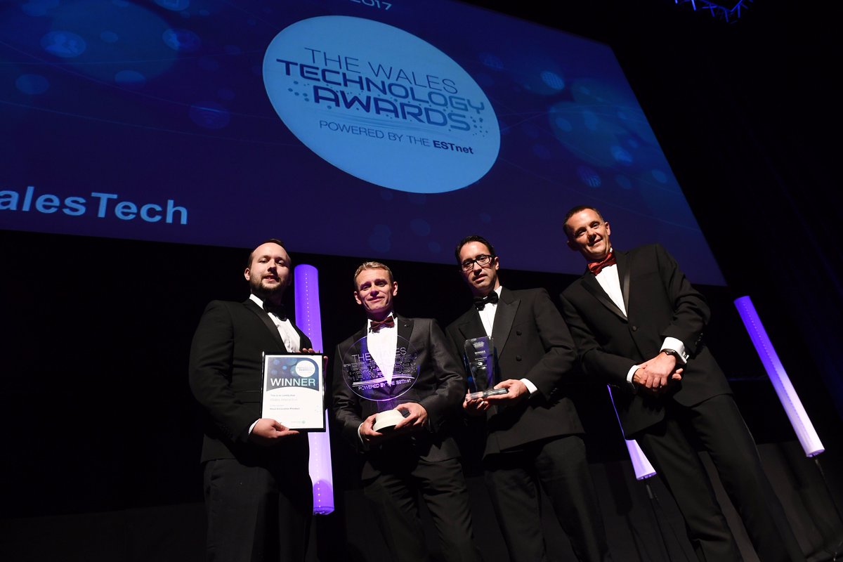 WalesInter's tweet photo. Another award win! This time at Wales Technology Awards 2017 power by @TheESTnet where last night we picked up the trophy for Innovation. https://t.co/6xTyspqfhg