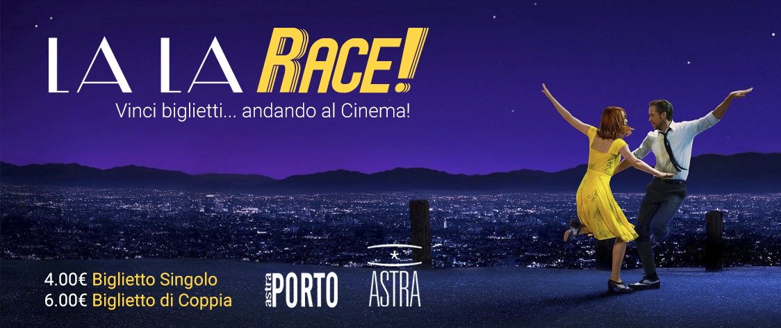 Unipiazza's tweet photo. 🏆🎥 Pronto a vincere biglietti del cinema? Arriva #LaLaRace! Partecipa alla lotteria e vinci biglietti omaggio! https://t.co/y6PhHdOkGd https://t.co/BgUesYjuR3