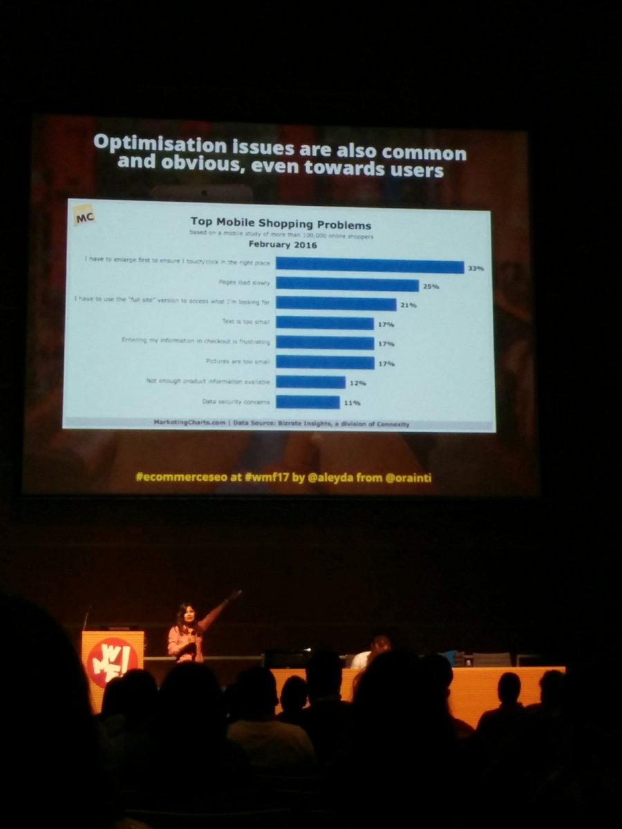 #ecommerceseo at #wmf17: top 10 dei problemi dello shopping da #mobile <a href="/aleyda/">Aleyda Solis 🕊️</a>