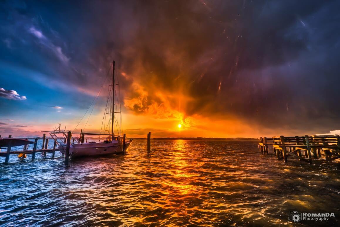 Ocean storm sunset.  <a href="/OceanCity/">Ocean City, Maryland</a>