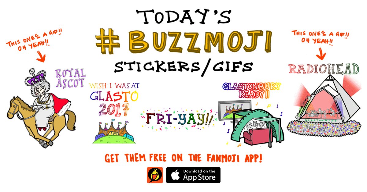 Final day of #Ascot
#Radiohead headline #Glastonbury 
Up your messaging game with the Fanmoji App: apple.co/2qq16WV
#Buzzmoji