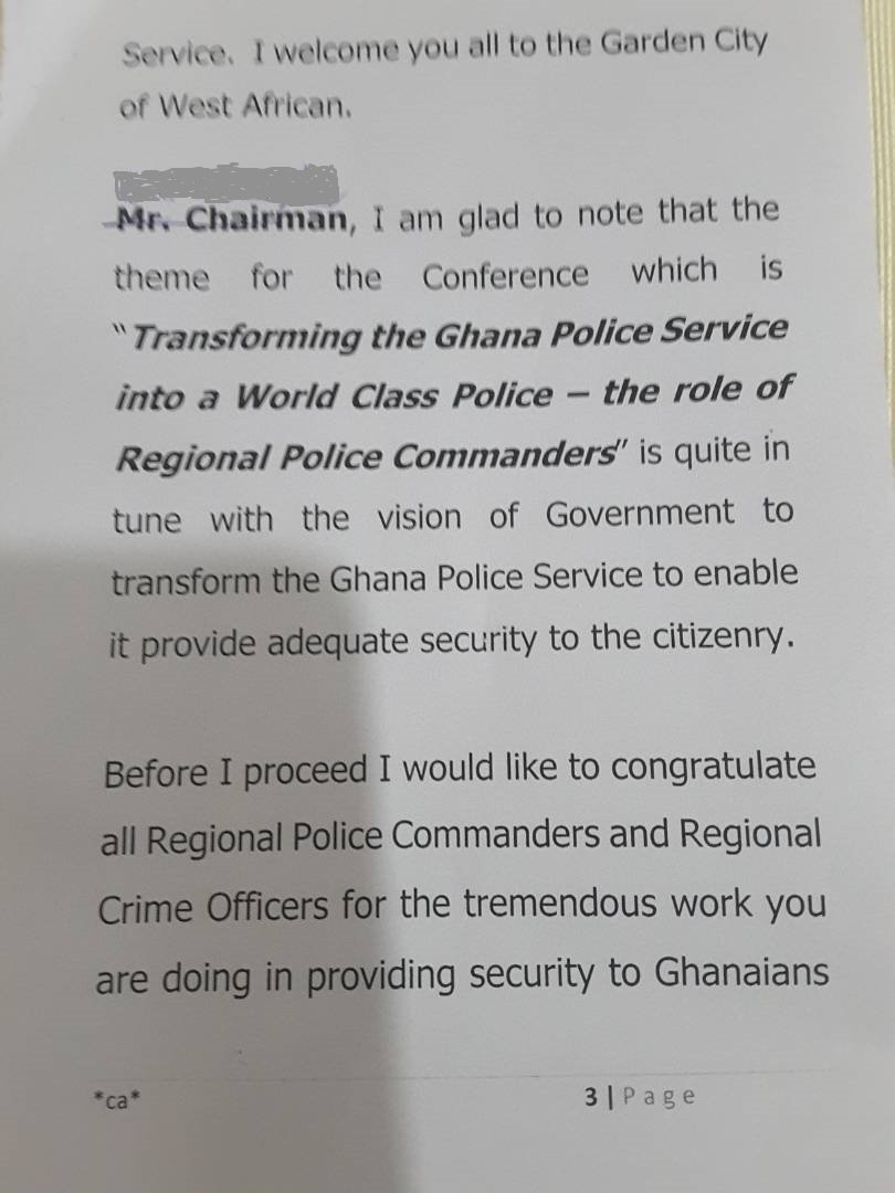 GhPoliceService's tweet photo. The National Police Command Conference for 2017 - Kumasi.
 The Ashanti Regional  Minister Hon. Simon Osei-Mensah's speech. https://t.co/0vCl2hApBt