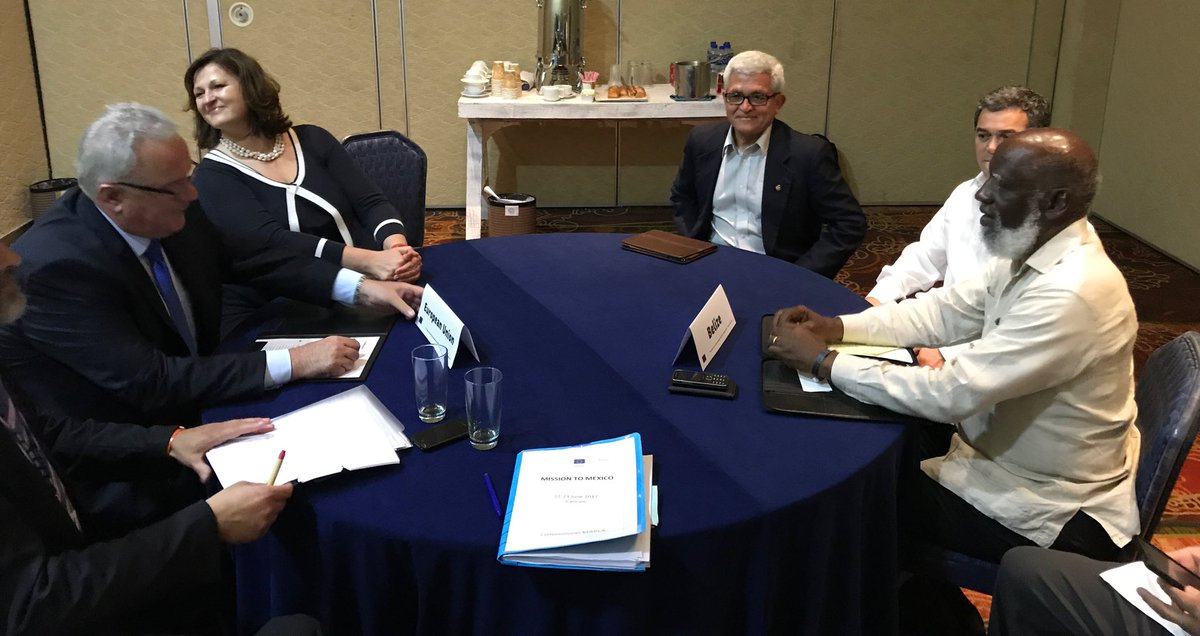 MimicaEU's tweet photo. Discussing how future #EU-#Caribbean cooperation could best respond to region's needs, w/ Mr. Wilfred Peter Elrington, @MFABelize. https://t.co/yxvBrYO19E
