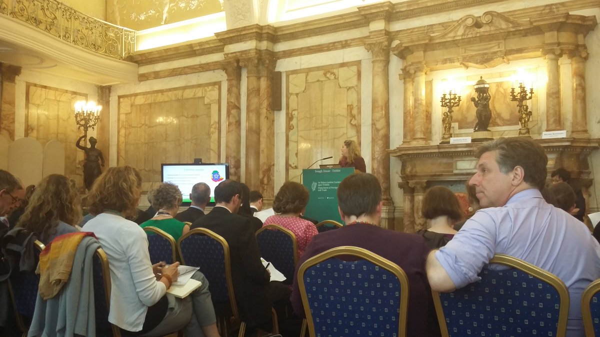 Evaluation_ie's tweet photo. Full house in @dfatirl for Dr Isabella Rae's excellent presentation #DFATeval https://t.co/ZvILeAAaOI