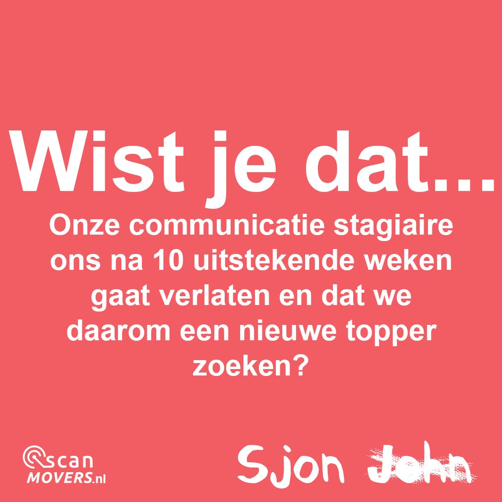 ScanMovers's tweet photo. Kom jij het team van #ScanMovers versterken? #vacature #communicatie #marketing #sales #VraaghetJohn #verhuizendoejezo #wistjedat #verhuizen https://t.co/aBTQg8h1Hg