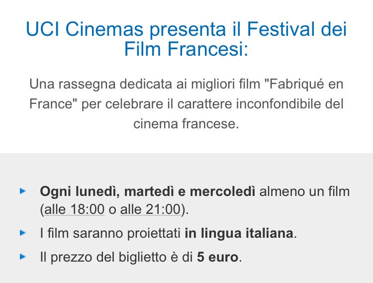 MilenaLazzaroni's tweet photo. #Cinema francese da @Uci_Cinemas ...perché i migliori film francesi sono in #Italia 😉 ci vediamo in sala! 🎦▶️ https://t.co/aPJ5wfyaAH https://t.co/JZ5RIxILiL