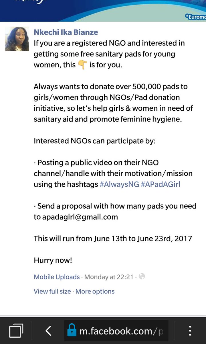 samuelioron_NGO's tweet photo. #AlwaysNG
#APadAGirl
We need pads to give to Girls in Rural communities in Benue State.
#DonateAPadProject https://t.co/y9bxu7YcYW