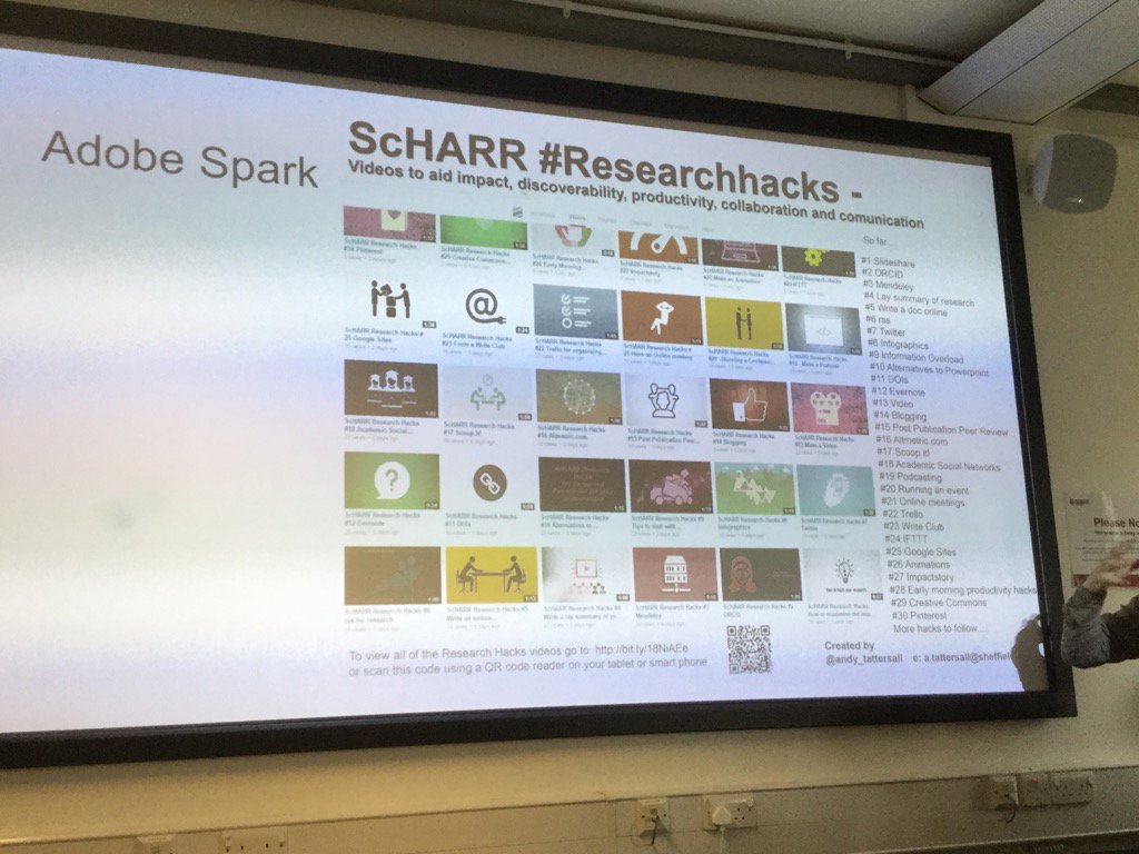 AlisonMcNab's tweet photo. #mmitdigi Andy used Adobe Spark to create @scharrlib Research Hacks https://t.co/e9XBOhjBaB