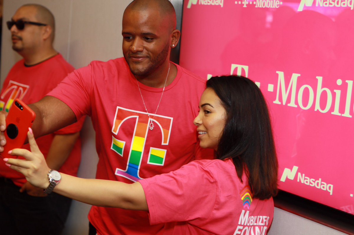 .<a href="/TMobile/">T-Mobile</a> rings the <a href="/Nasdaq/">Nasdaq</a> Opening Bell in celebration of #LBGTQ #PrideMonth! 🔔🎉🌈$TMUS