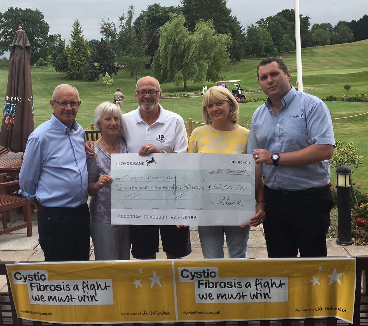 gas_world's tweet photo. @gas_world &amp; @JeffWayElectric present cheque for £6200 to @cftrust raised at a charity golf day for captain's charity  at @knowlegolfclub https://t.co/pWh9CqjVzf