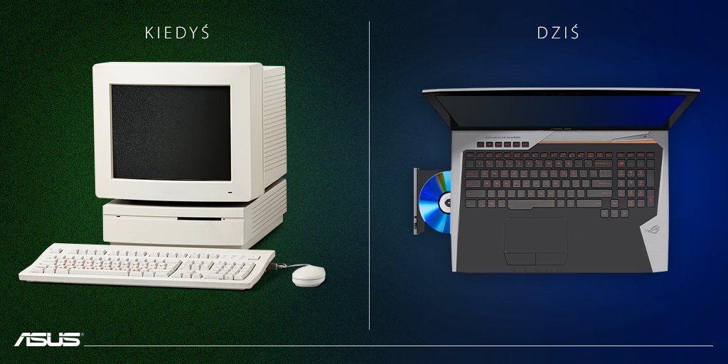 ASUS_PL's tweet photo. Sprzęt do grania kiedyś, a teraz… Różnica całkiem spora! ;-) https://t.co/hXaWUVk6IR #ASUS #ROG #Strix #GL502 #GL702 https://t.co/7SxjN3xxLt