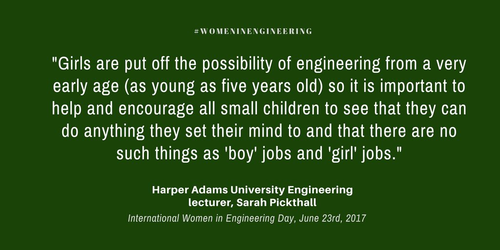 HarperAdamsUni's tweet photo. "There's no such things as boy jobs and girl jobs." #scienceforall #inwed2017 #womeninengineering #STEM https://t.co/dDBTlwJHgx