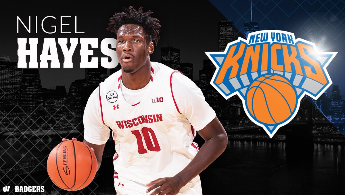 BadgerMBB's tweet photo. 🎶 If he can make it there, he'll make it anywhere 🎶

Congrats to @NIGEL_HAYES on signing with the @nyknicks. #OnWisconsin https://t.co/FtIMVsUX9b