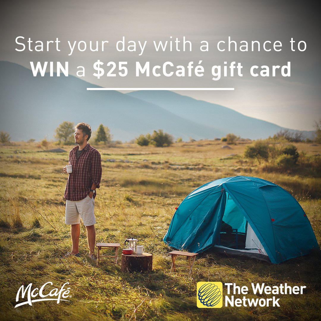 weathernetwork's tweet photo. It's our final day of the @McCafe $25 gift card giveaway! Congrats to today's winner @Davids_deardad ☕️ Follow/RT for YOUR chance to WIN https://t.co/LRuBbCewwz