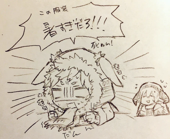 うちよそのロジリムを描こうとした結果…この時期でこの究極の厚着はしんどそうだなと…
世界観壊さない程度にもうちょっと涼しげな装いも考えるかな🤔 