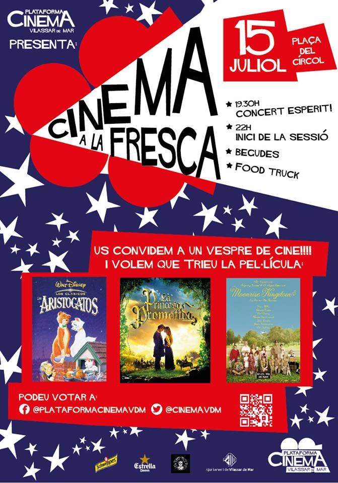 cinemavdm's tweet photo. Aristogatos? Princesa prometida? Moonrise kingdom? Per primer cop a #vilassar de Mar cinema a la carta! Vota a https://t.co/BvJ91N1SXY … https://t.co/yedfgaDFkt