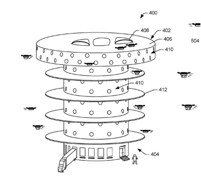 scotwingo's tweet photo. Today a patent from Amazon was released that shows they have developed a Drone Hive concept. Yes, they are very serious about this. https://t.co/p13cihED7t