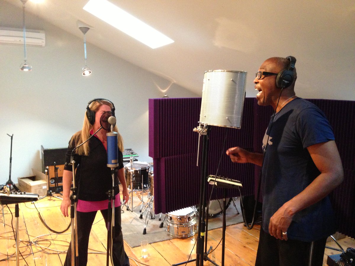 SlimWilliams's tweet photo. My Atomic Glam accomplice - @MeredithMars - and I leaving it all in the studio a few years back. 🎤 https://t.co/qI4OETjBfK