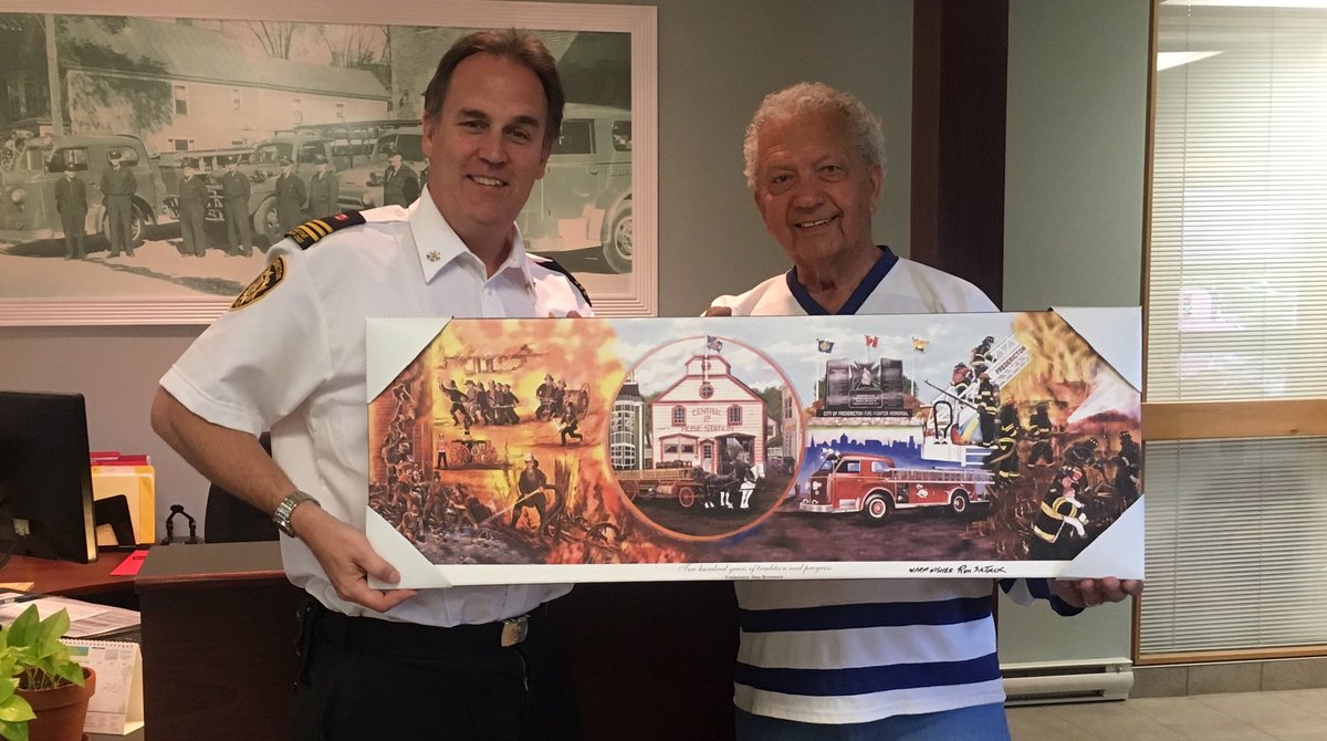 _DMcKinley's tweet photo. Presentation of a print of our bicentennial mural #FFD200. Look for an unveiling of the mural this summer! https://t.co/rKOBGuEehF
