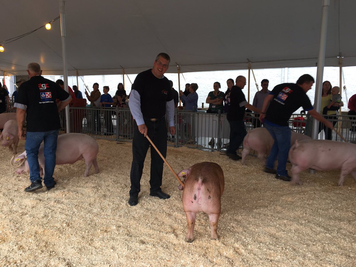 fonsie96's tweet photo. Who's showing who??? 🐷 #OntarioPorkCongress #opc @PauldeRond #rookie https://t.co/S7j9hbr8BH