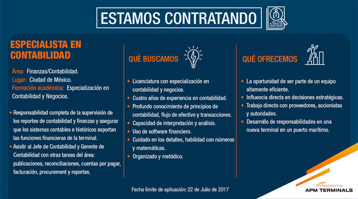 #Vacantes ¡Estamos contratando! Puesto: Especialista en Contabilidad. Para más detalles y aplicar, clic aquí: 
➡️ jobsearch.maersk.com/vacancies/publ…