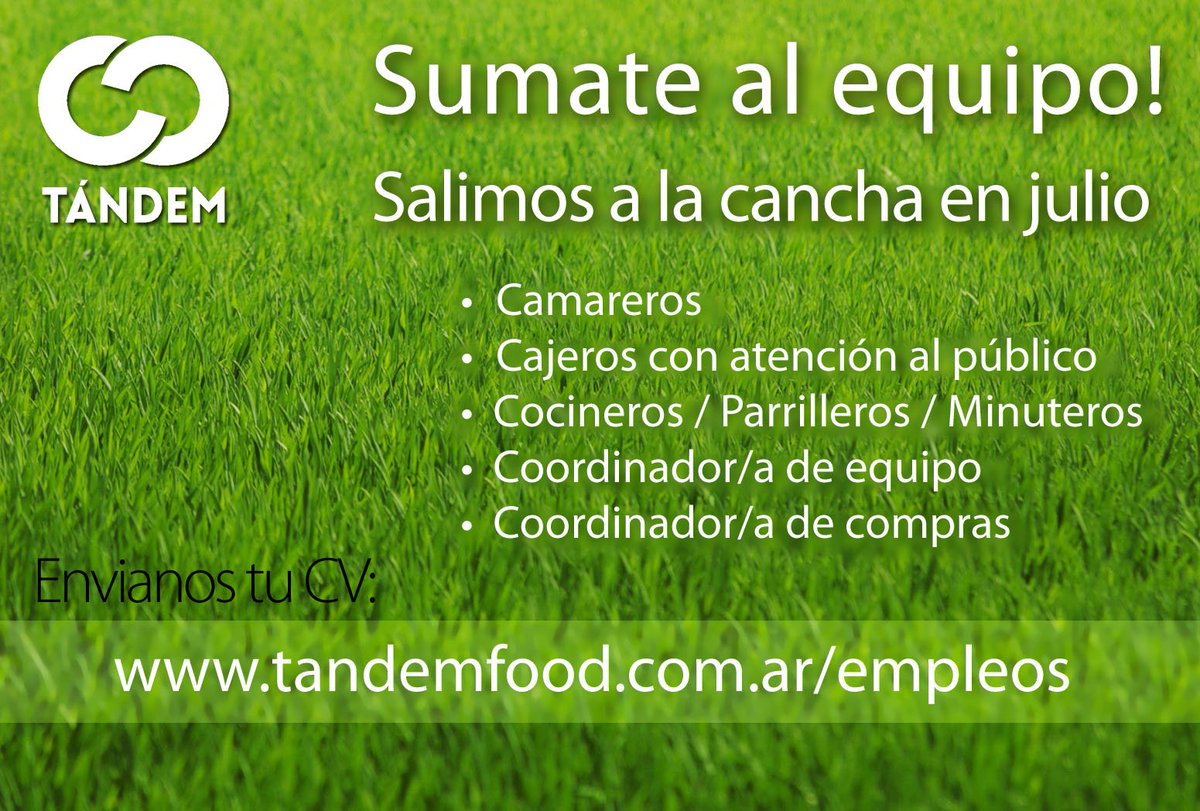 TandemEventos's tweet photo. Sumate al equipo de Tándem! #empleo #busquedalaboral #trabajo #ofrecidos #laboral Enviá tu CV acá: https://t.co/FqvEATPf67 https://t.co/HykvvpxEha