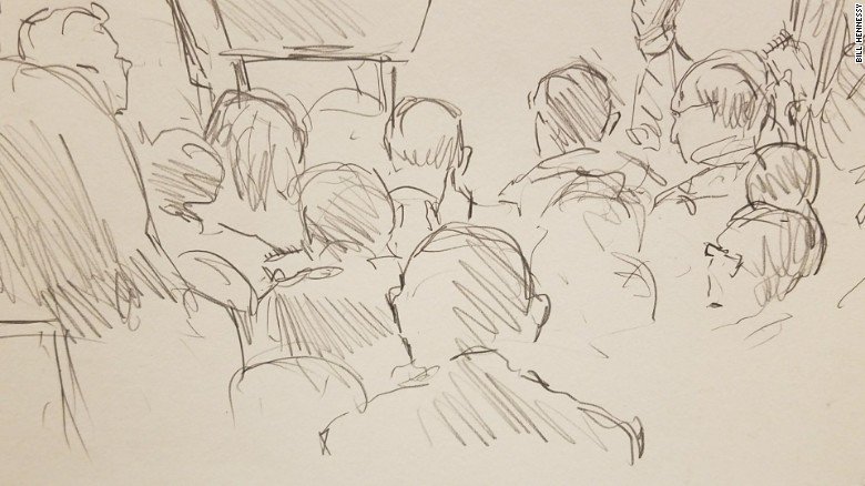 CNN's tweet image. The White House has been prohibiting cameras at some press briefings, so we sent a sketch artist cnn.it/2s4Ryl3