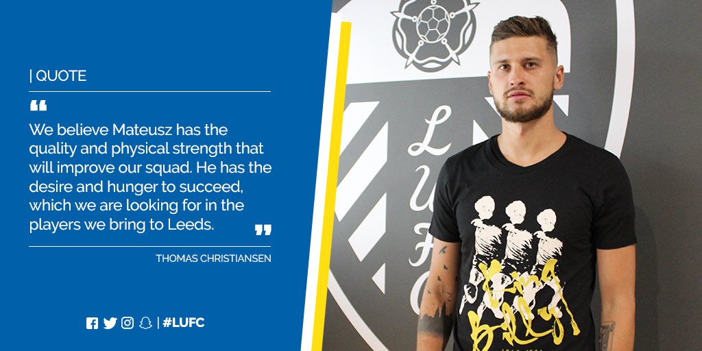 Leeds United (@lufc) on Twitter photo π¬ After securing his first signing of the summer, we spoke to head coach <a href="/T9Christiansen/">Thomas Christiansen</a> about <a href="/Cli5hy/">Mateusz Klich blue_tick</a>. Read more at bit.ly/LUFCtcmk π¬ After securing his first signing of the summer, we spoke to head coach <a href="/T9Christiansen/">Thomas Christiansen</a> about <a href="/Cli5hy/">Mateusz Klich blue_tick</a>. Read more at bit.ly/LUFCtcmk
