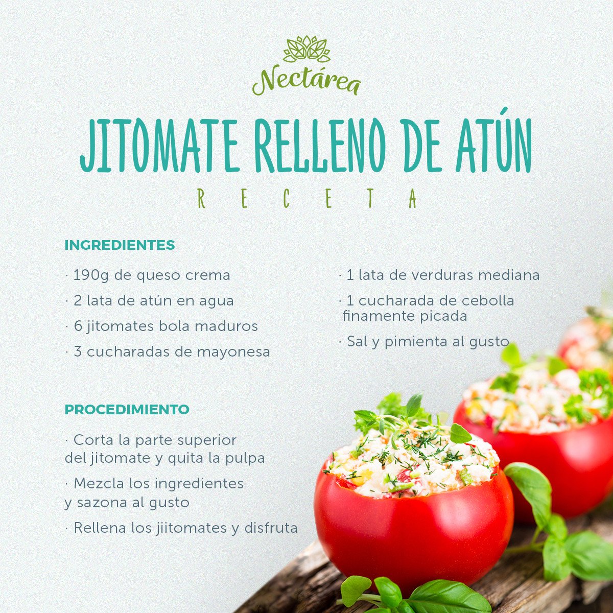NectareaMX's tweet photo. ¿Quieres algo rico y bajo en calorías? 🍅🐟 #nectarea https://t.co/NuQRlmYwyO
