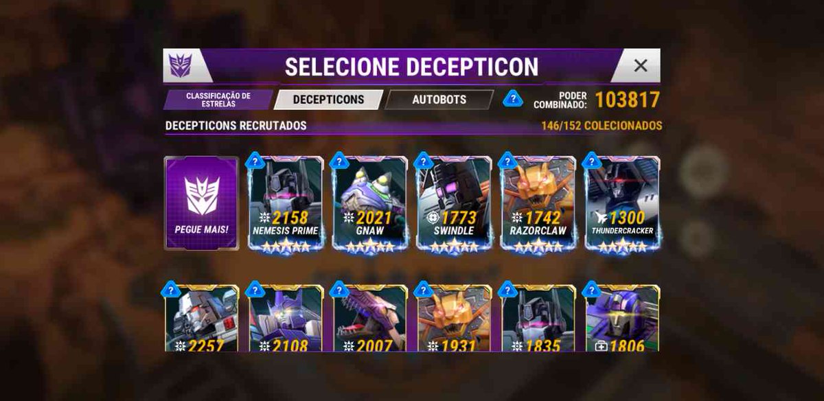 MayhemAtkSquad's tweet photo. New sort by star rating feature is amazing #TFEW @TransformersWar #joinMAS https://t.co/9NuNskjn8d
