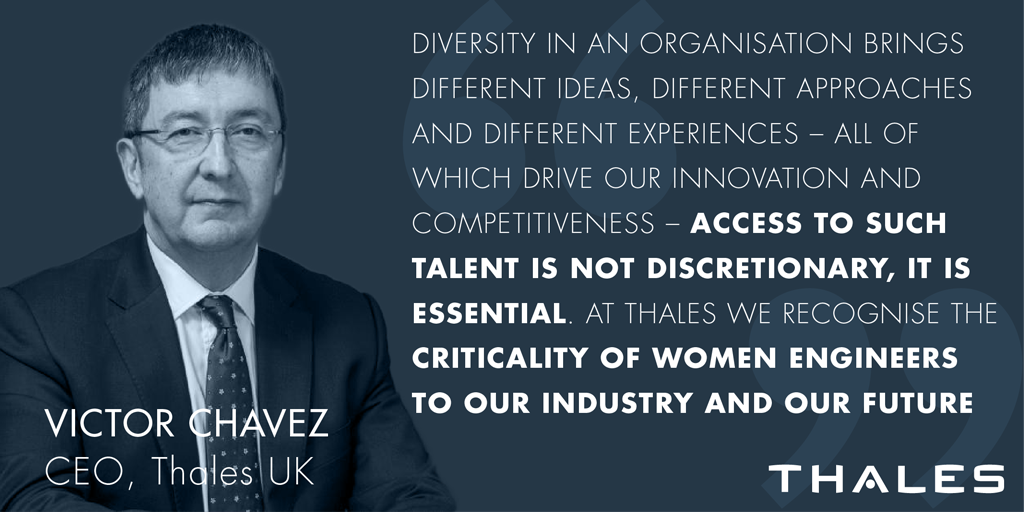 ThalesUK's tweet photo. Increasing the number of female engineers is serious business. Here are some words from our CEO, Victor Chavez, on #INWED17 #menasallies https://t.co/WlijAWJHfW